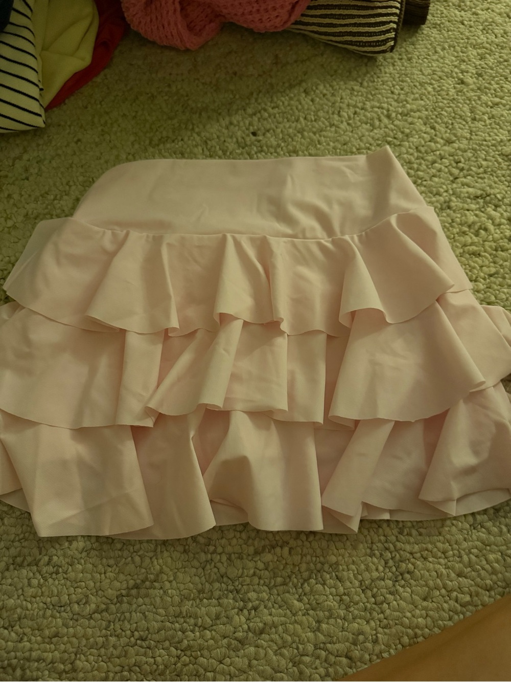 Tiered Ruffle Mini Skirt in Soft Pink